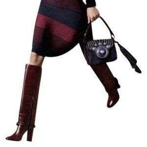 Tory Burch Sarava Knee High Braided Brown Boot, 8